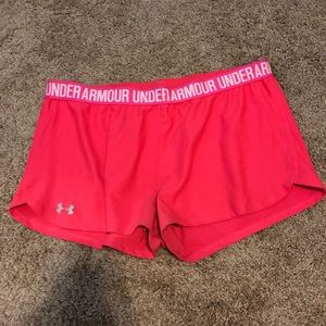 Pink under armor shorts